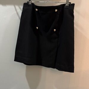 Black Skirt with Gold Button Accents